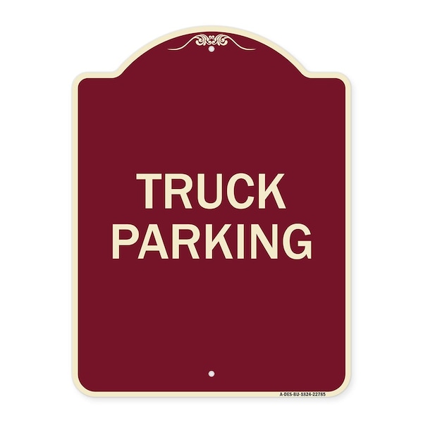 Designer Series Truck Truck Parking, Burgundy Heavy-Gauge Aluminum Sign, 24" x 18", BU-1824-22785
